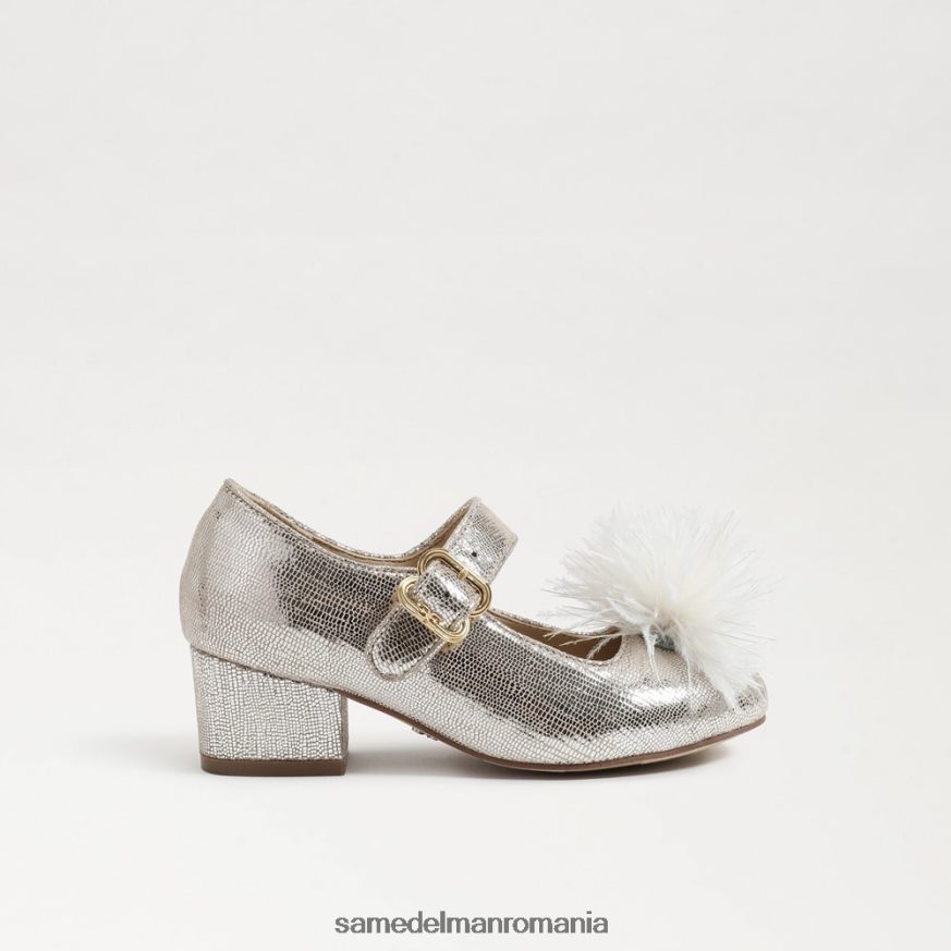 Sam Edelman încălţăminte argint moale copii Talia toc bloc mary jane HN448Z1047