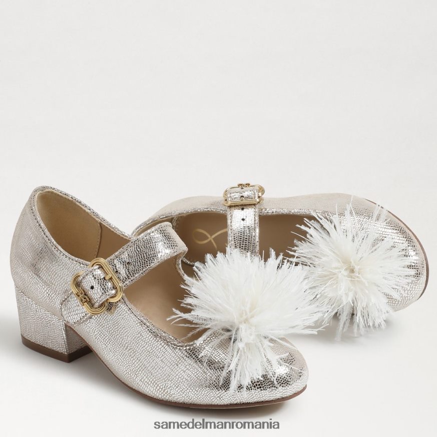 Sam Edelman încălţăminte argint moale copii Talia toc bloc mary jane HN448Z1047