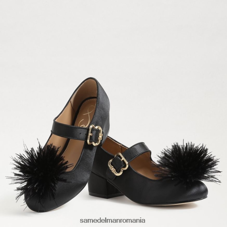 Sam Edelman încălţăminte piele neagra copii Talia toc bloc mary jane HN448Z1046