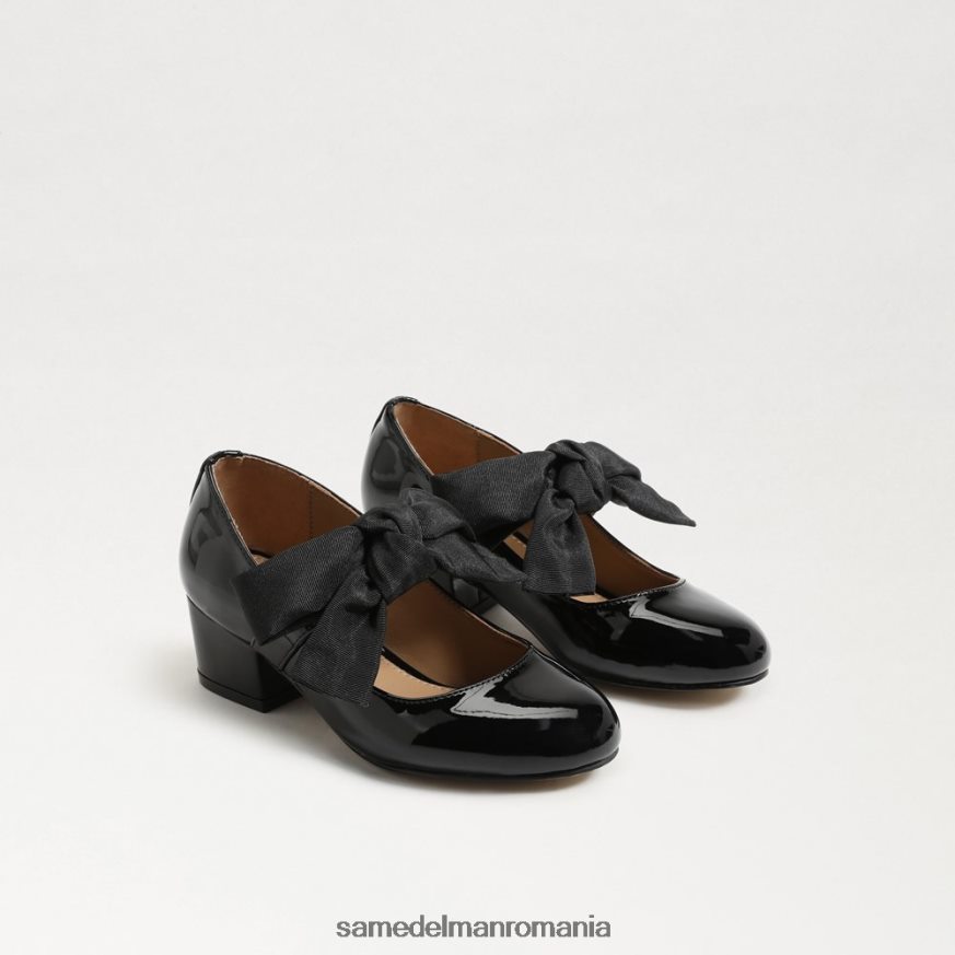 Sam Edelman încălţăminte brevet negru copii toc bloc teddy mary jane HN448Z935