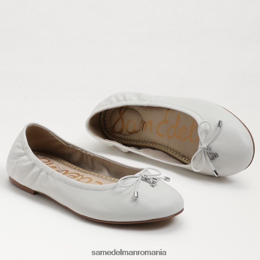 Sam Edelman încălţăminte piele albă strălucitoare copii felicia balet flat HN448Z991