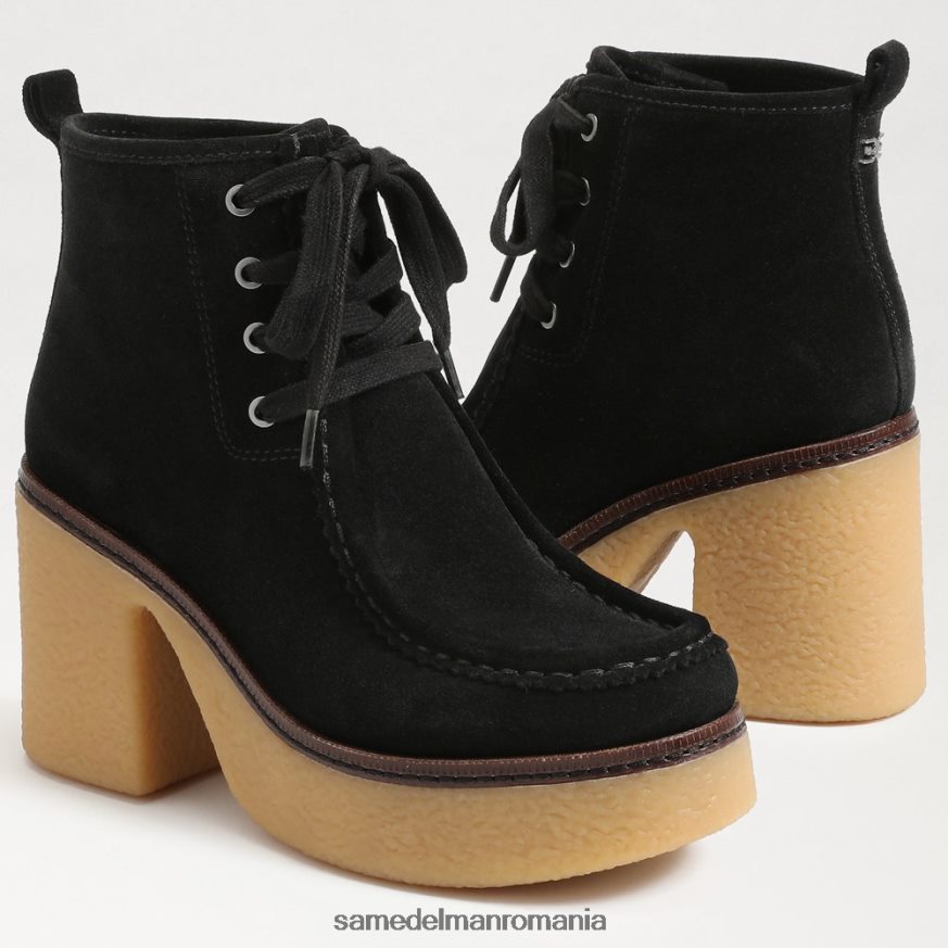 Sam Edelman încălţăminte piele intoarsa neagra femei ghetuț cu șireturi Shaw HN448Z843