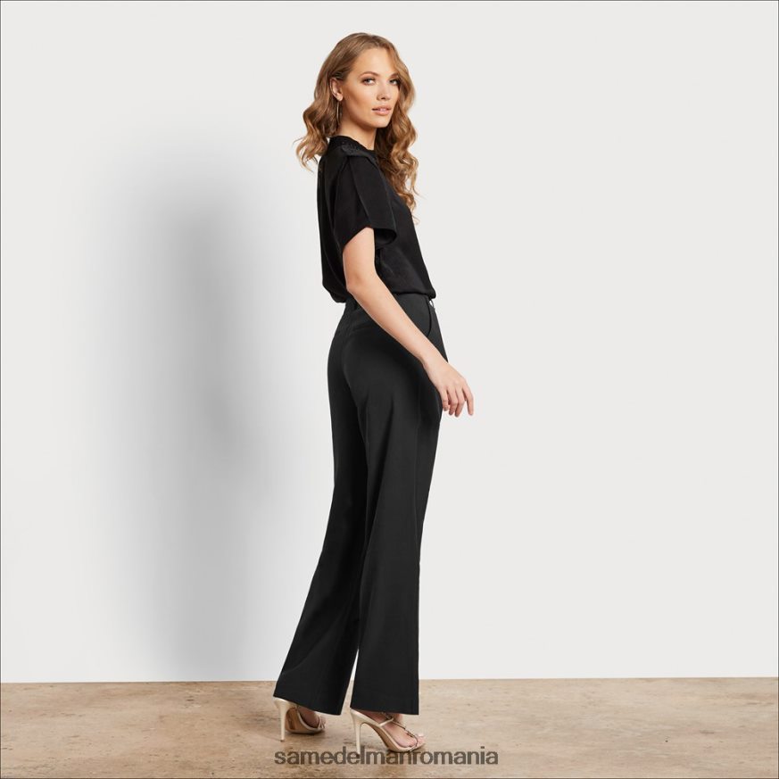 Sam Edelman îmbrăcăminte negru femei pantalon codie cu talie mare cu picioare late HN448Z1209