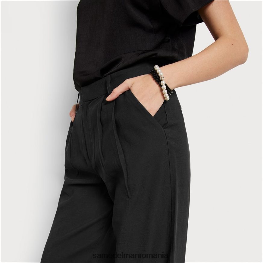 Sam Edelman îmbrăcăminte negru femei pantalon codie cu talie mare cu picioare late HN448Z1209