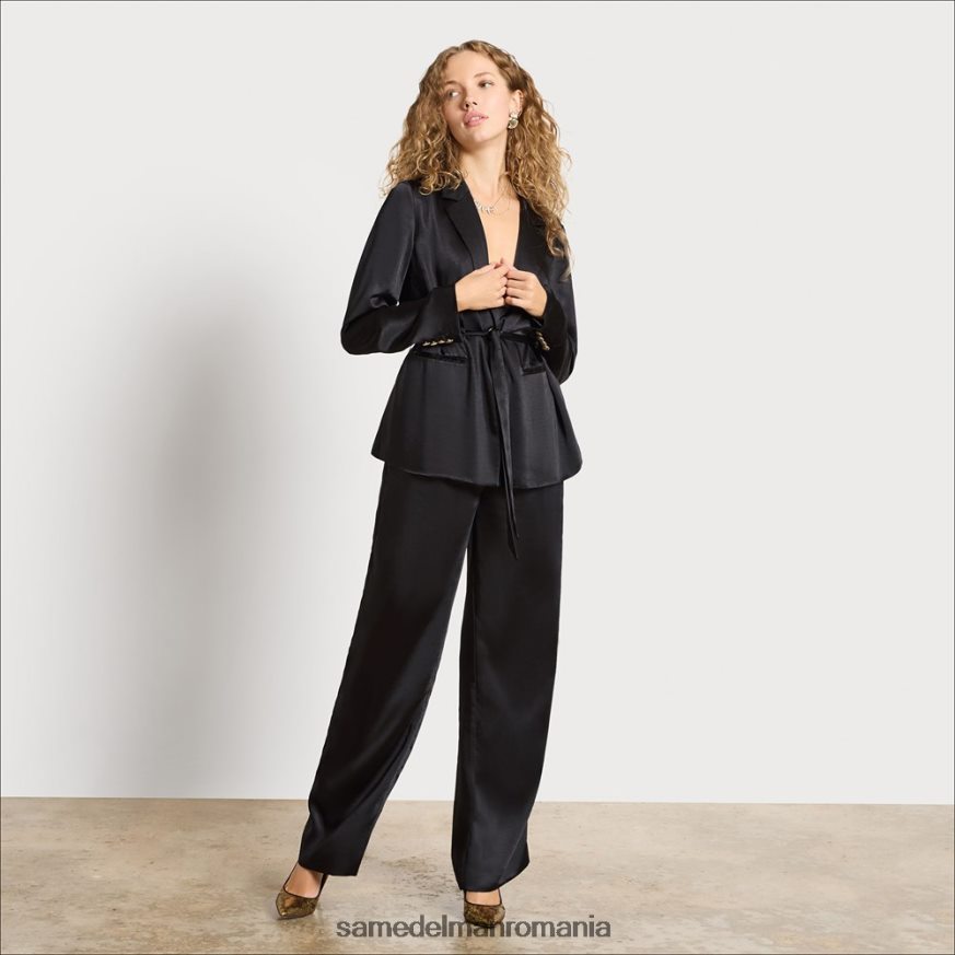 Sam Edelman îmbrăcăminte satin negru femei pantalon codie cu talie mare HN448Z1235
