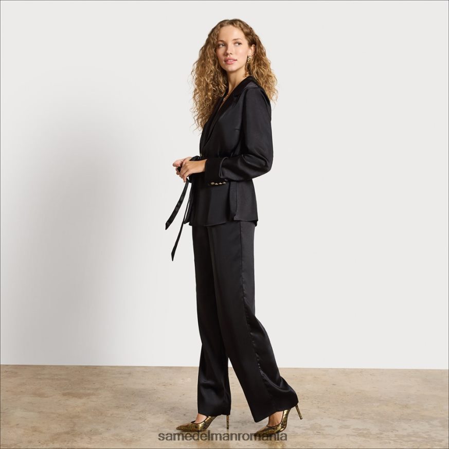 Sam Edelman îmbrăcăminte satin negru femei pantalon codie cu talie mare HN448Z1235