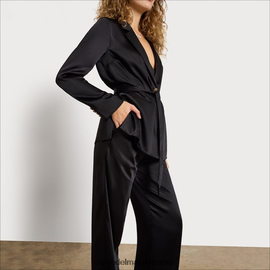 Sam Edelman îmbrăcăminte satin negru femei pantalon codie cu talie mare HN448Z1235