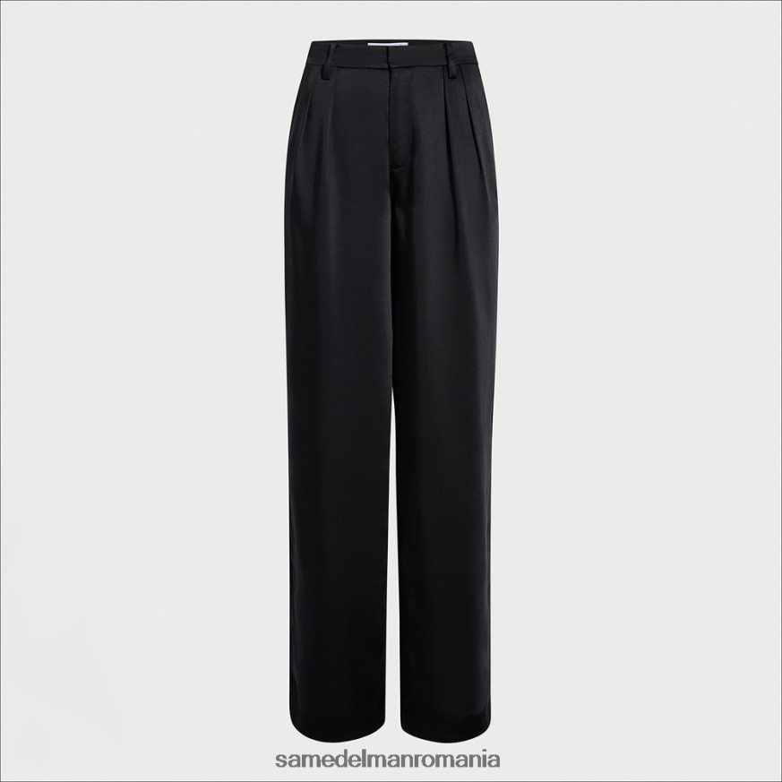 Sam Edelman îmbrăcăminte satin negru femei pantalon codie cu talie mare HN448Z1235