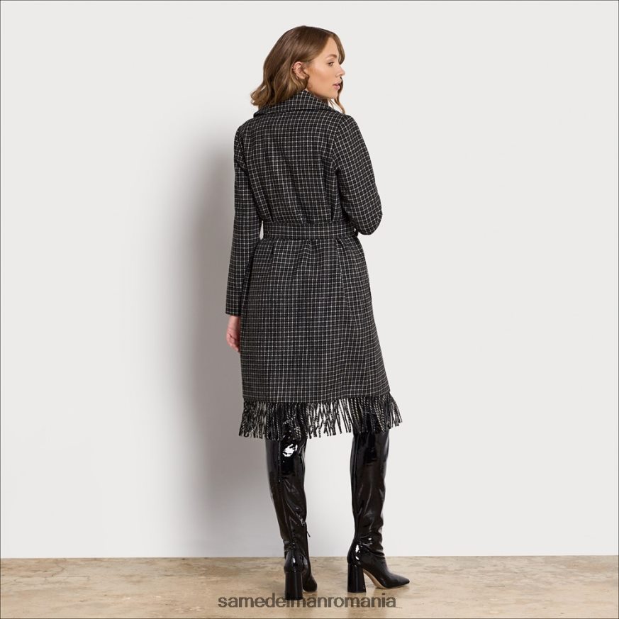 Sam Edelman îmbrăcăminte alb negru femei haină cu franjuri cu centură HN448Z1237