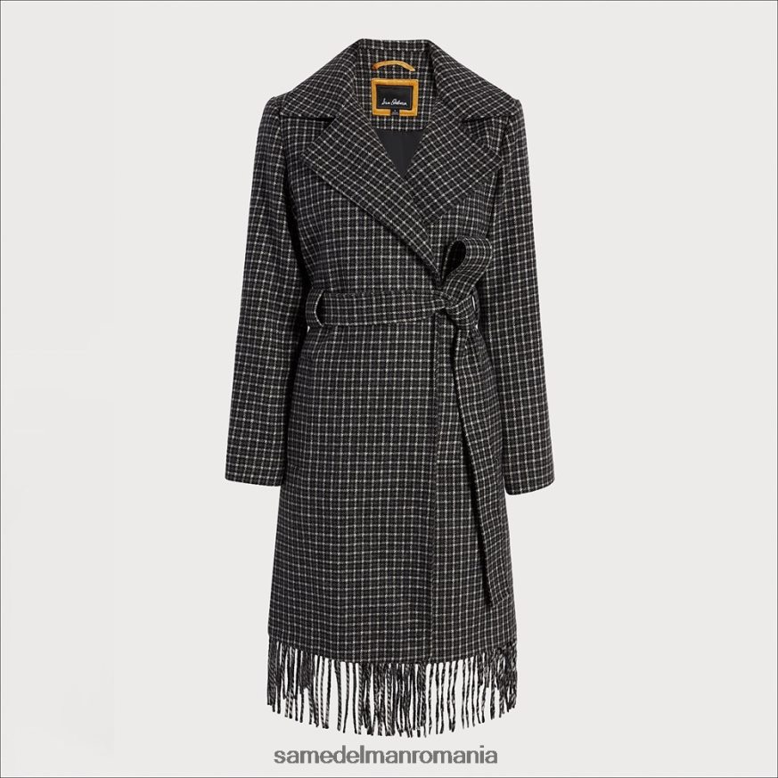 Sam Edelman îmbrăcăminte alb negru femei haină cu franjuri cu centură HN448Z1237