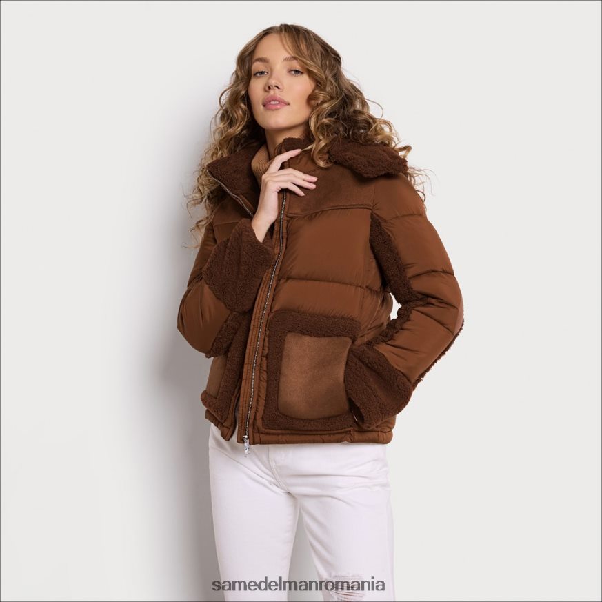 Sam Edelman îmbrăcăminte arțar femei puf scurt cu glugă HN448Z1160