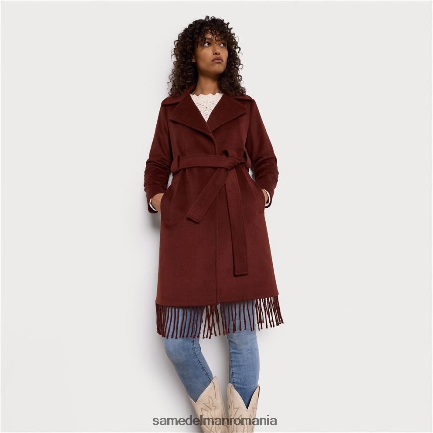 Sam Edelman îmbrăcăminte castan femei haină cu franjuri cu centură HN448Z1238