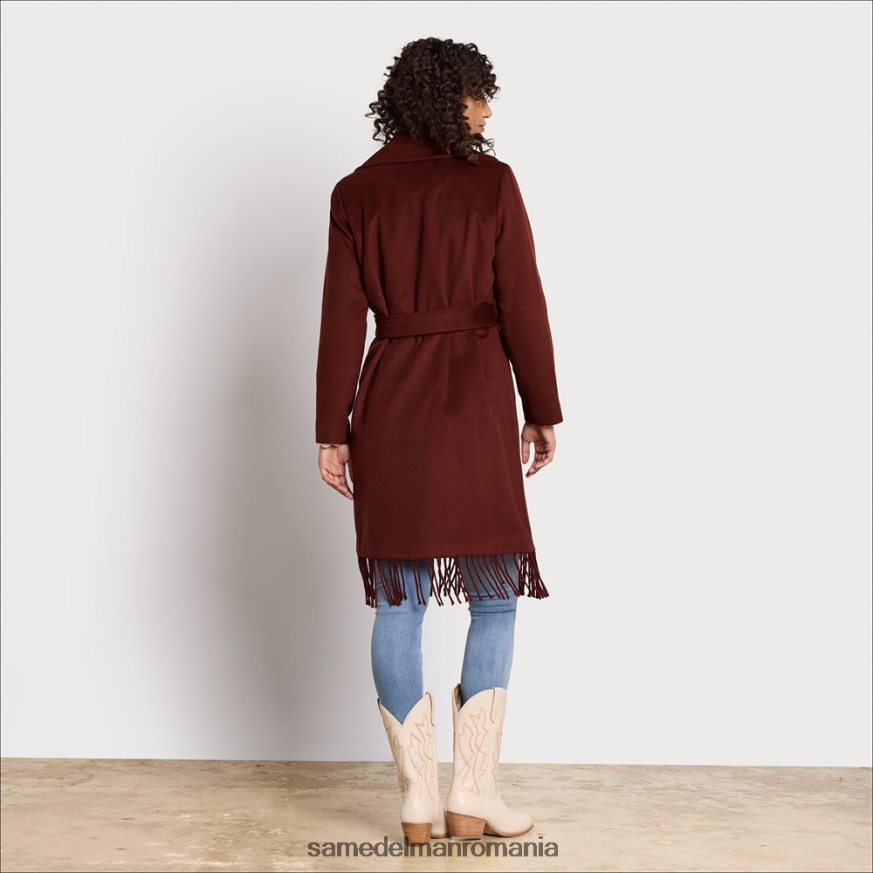 Sam Edelman îmbrăcăminte castan femei haină cu franjuri cu centură HN448Z1238