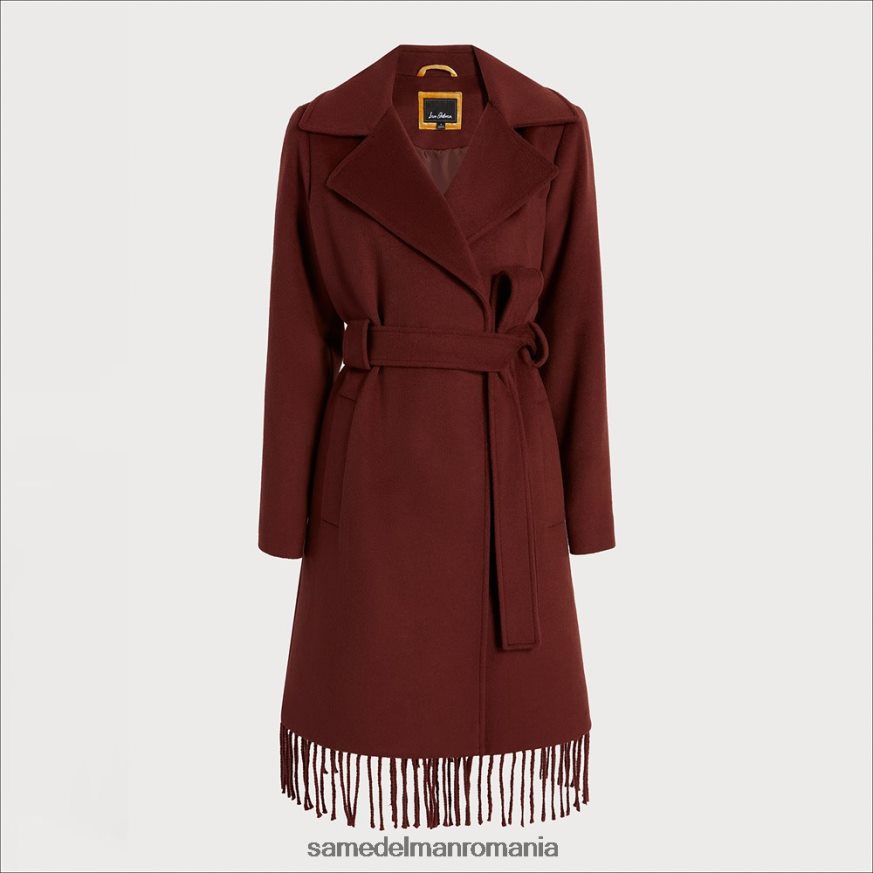 Sam Edelman îmbrăcăminte castan femei haină cu franjuri cu centură HN448Z1238