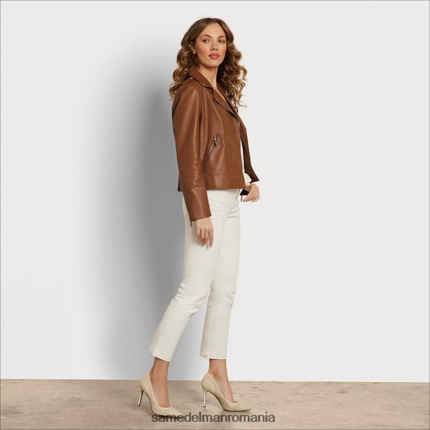 Sam Edelman îmbrăcăminte coniac femei geacă moto din piele HN448Z1180