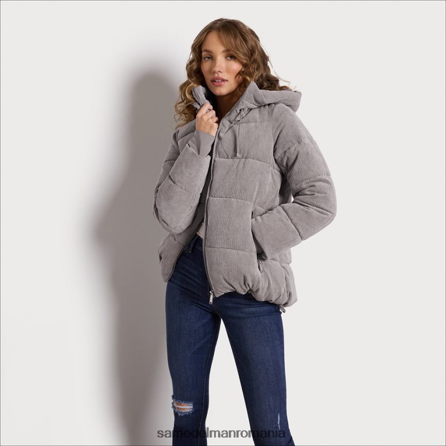 Sam Edelman îmbrăcăminte gri femei puf guler de pernă HN448Z1141