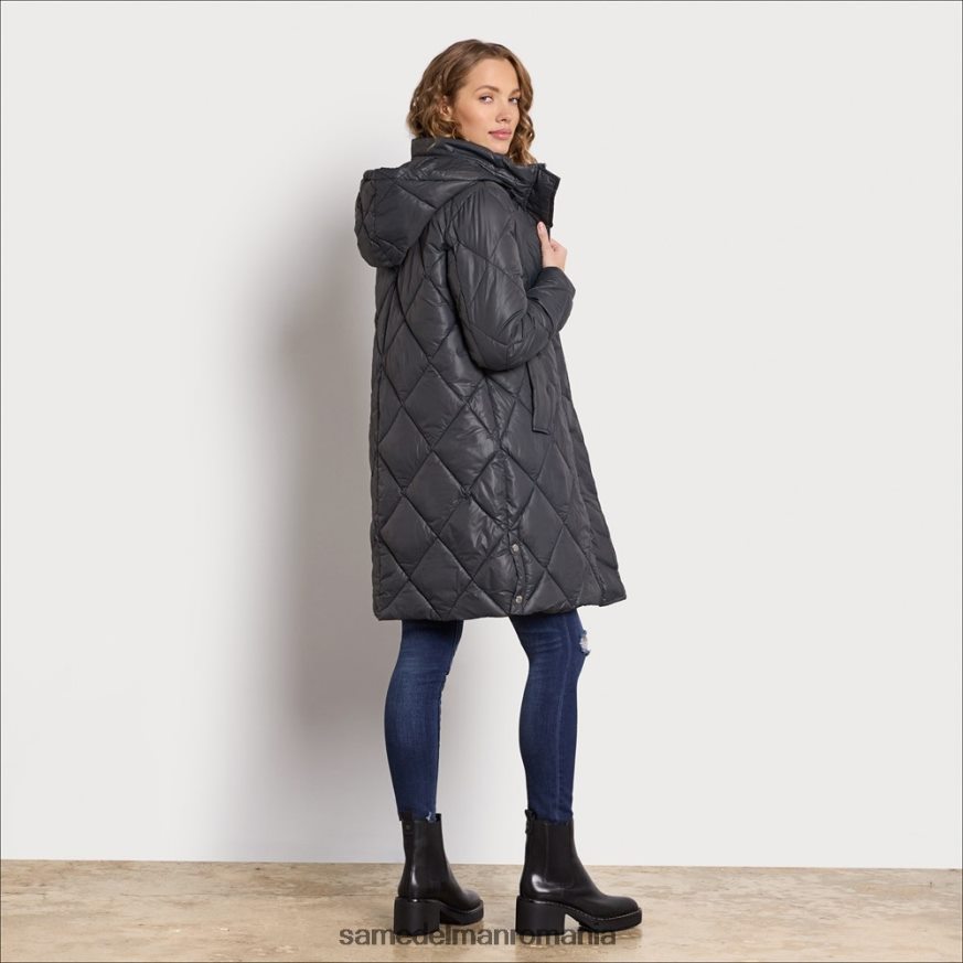 Sam Edelman îmbrăcăminte gri femei puf lung guler pâlnie cu glugă HN448Z1150