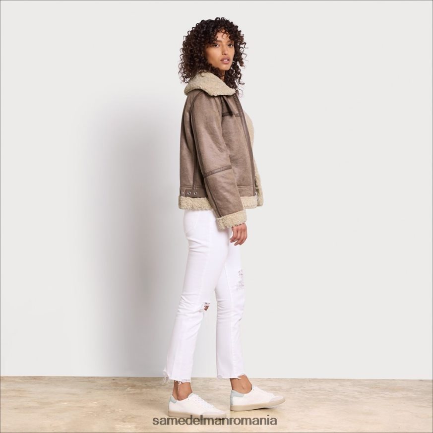 Sam Edelman îmbrăcăminte kaki deschis femei jachetă scurtă de aviator HN448Z1276