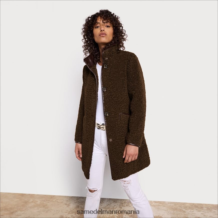 Sam Edelman îmbrăcăminte măslin toscan femei palton din faux shearling HN448Z1275