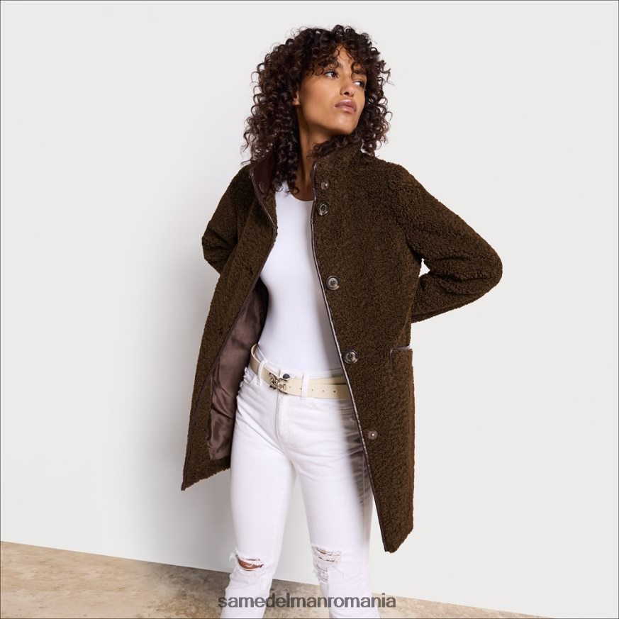 Sam Edelman îmbrăcăminte măslin toscan femei palton din faux shearling HN448Z1275