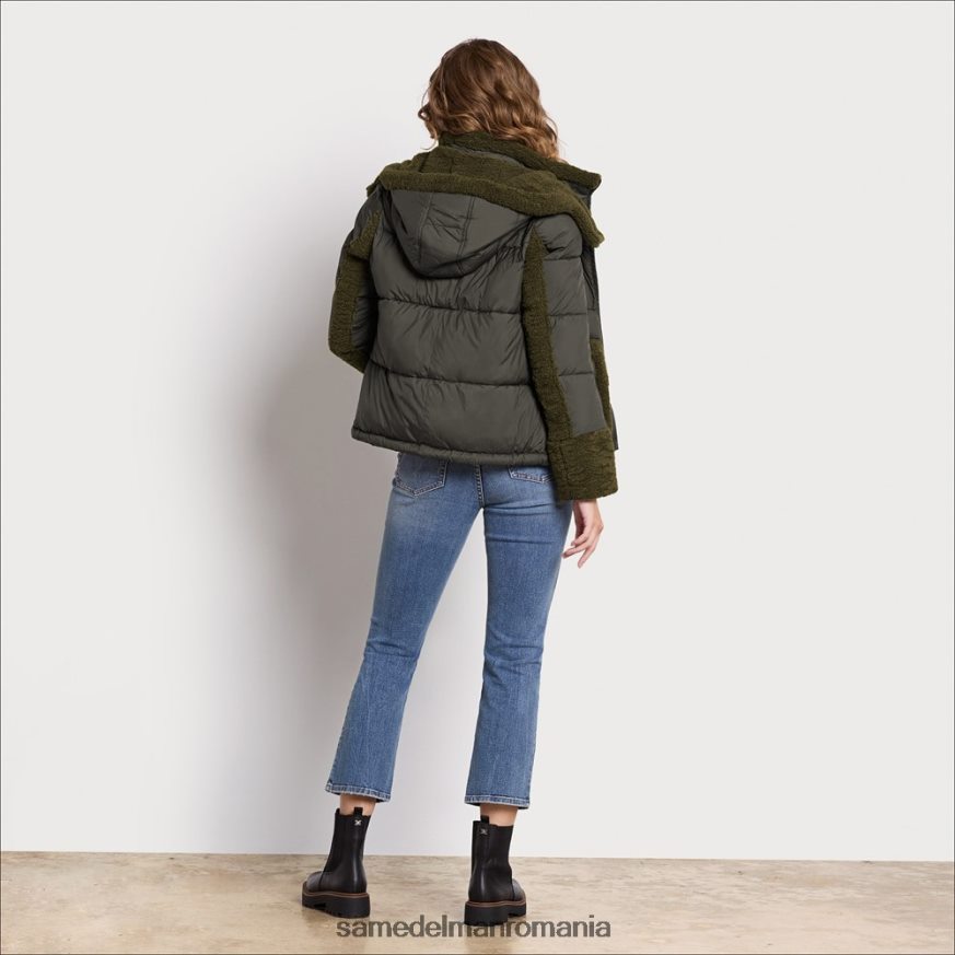 Sam Edelman îmbrăcăminte măsline femei puf scurt cu glugă HN448Z1252