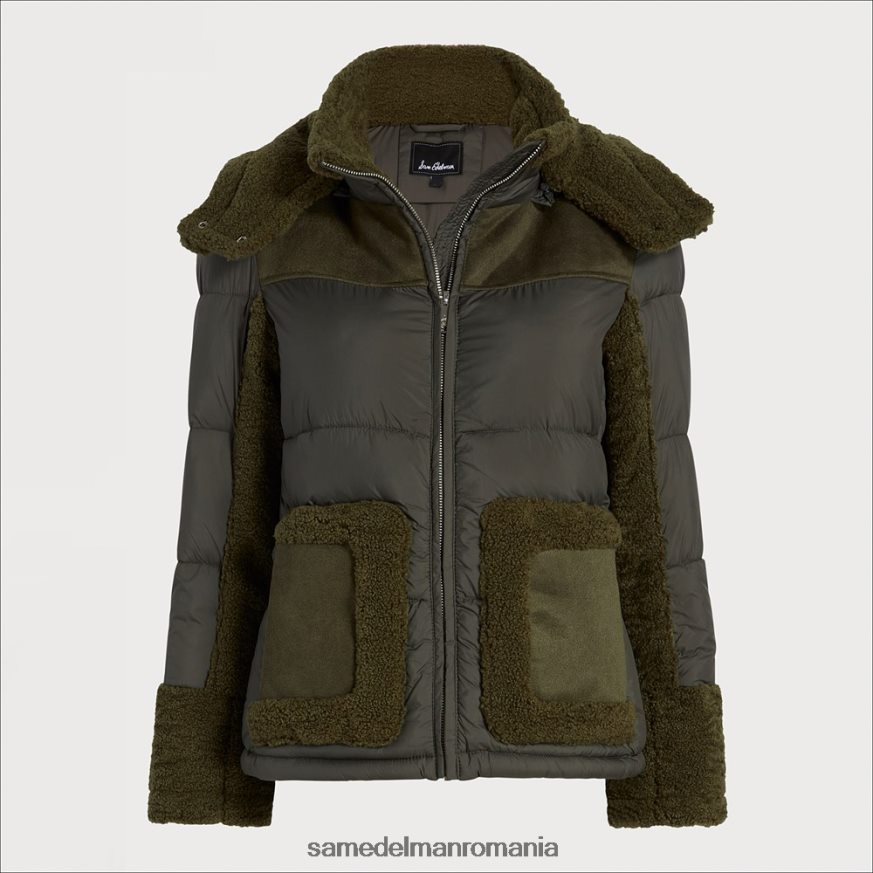 Sam Edelman îmbrăcăminte măsline femei puf scurt cu glugă HN448Z1252