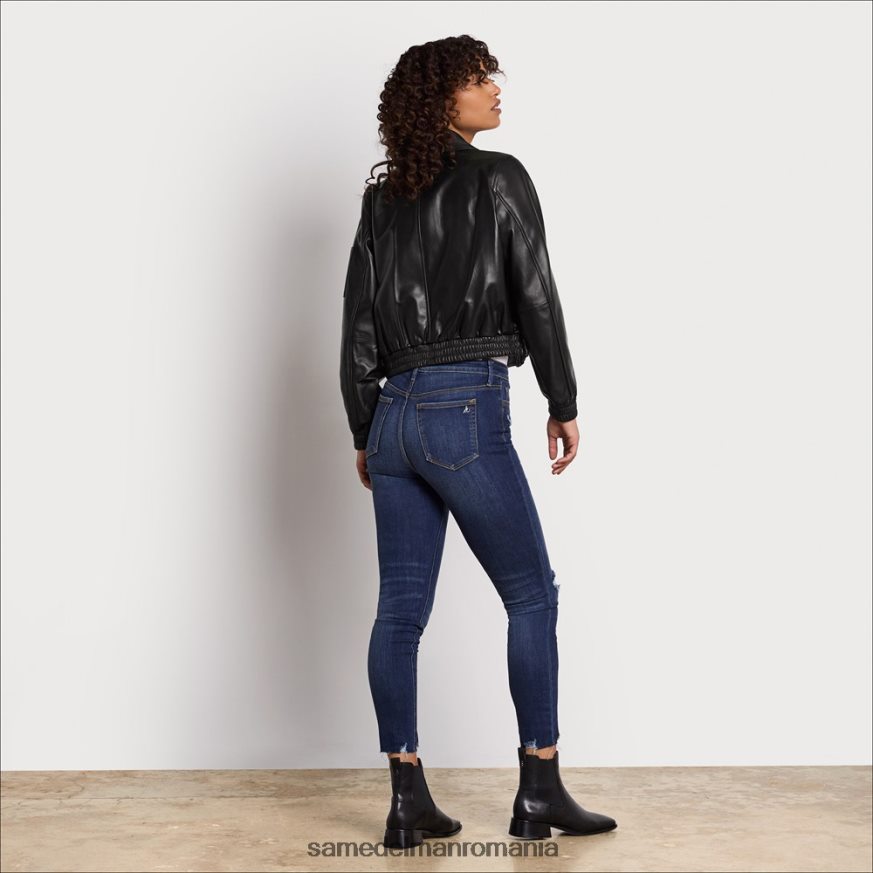 Sam Edelman îmbrăcăminte negru femei geacă scurtă din piele de aviator HN448Z1166