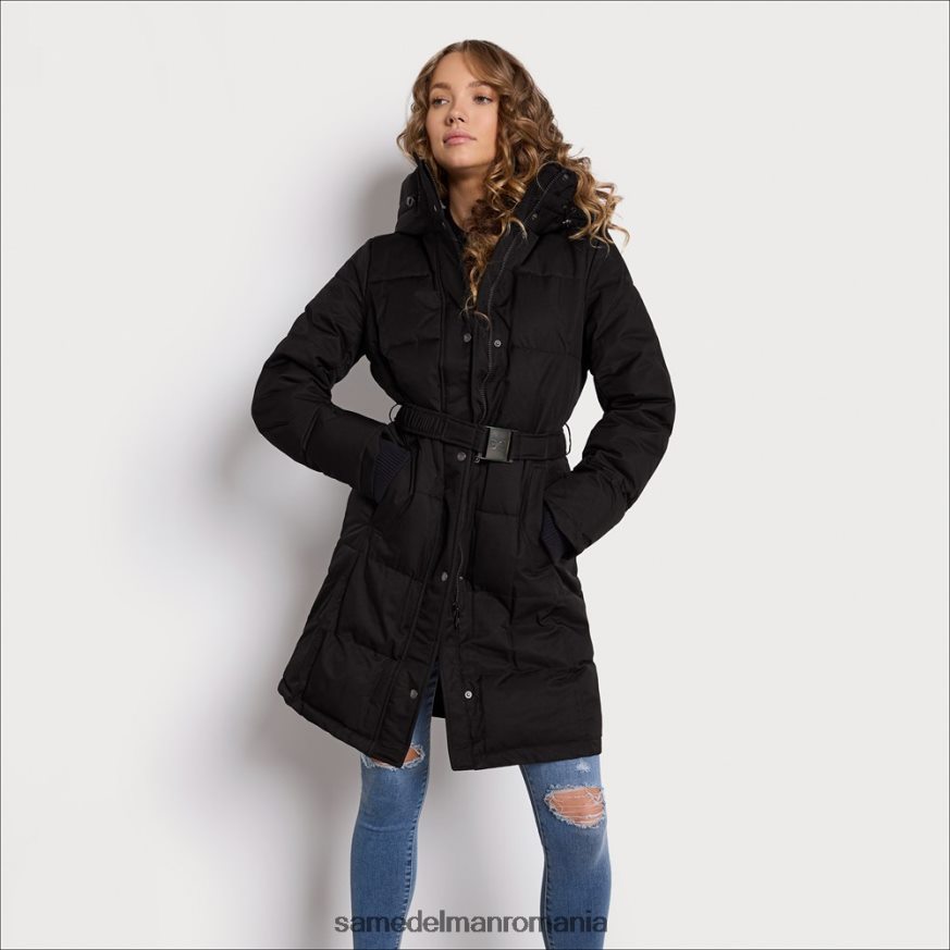 Sam Edelman îmbrăcăminte negru femei puf pentru guler de pernă cu centură HN448Z1300