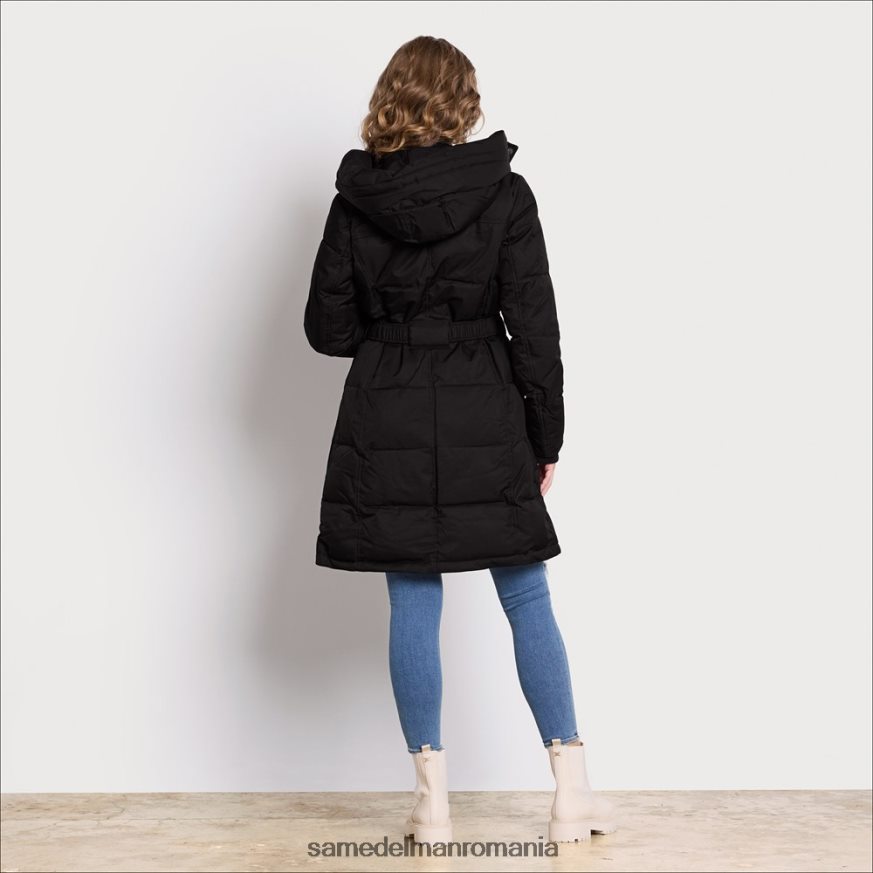 Sam Edelman îmbrăcăminte negru femei puf pentru guler de pernă cu centură HN448Z1300