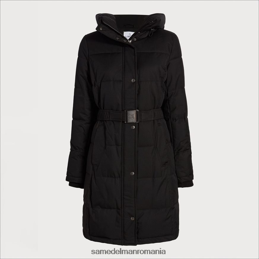 Sam Edelman îmbrăcăminte negru femei puf pentru guler de pernă cu centură HN448Z1300