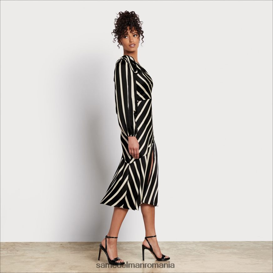 Sam Edelman îmbrăcăminte alb negru femei rochie maxi cu dungi franceze HN448Z1104