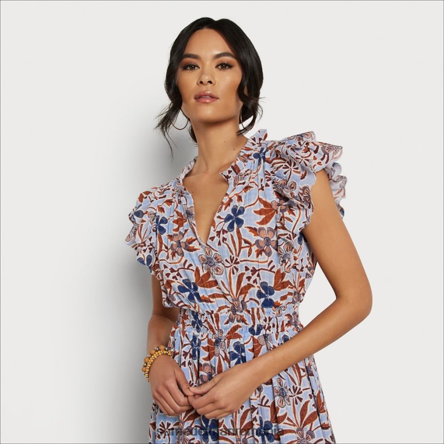 Sam Edelman îmbrăcăminte albastru floral femei rochie midi kenna HN448Z1100