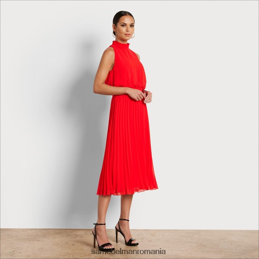 Sam Edelman îmbrăcăminte coral femei rochie midi cu gât înalt HN448Z1072
