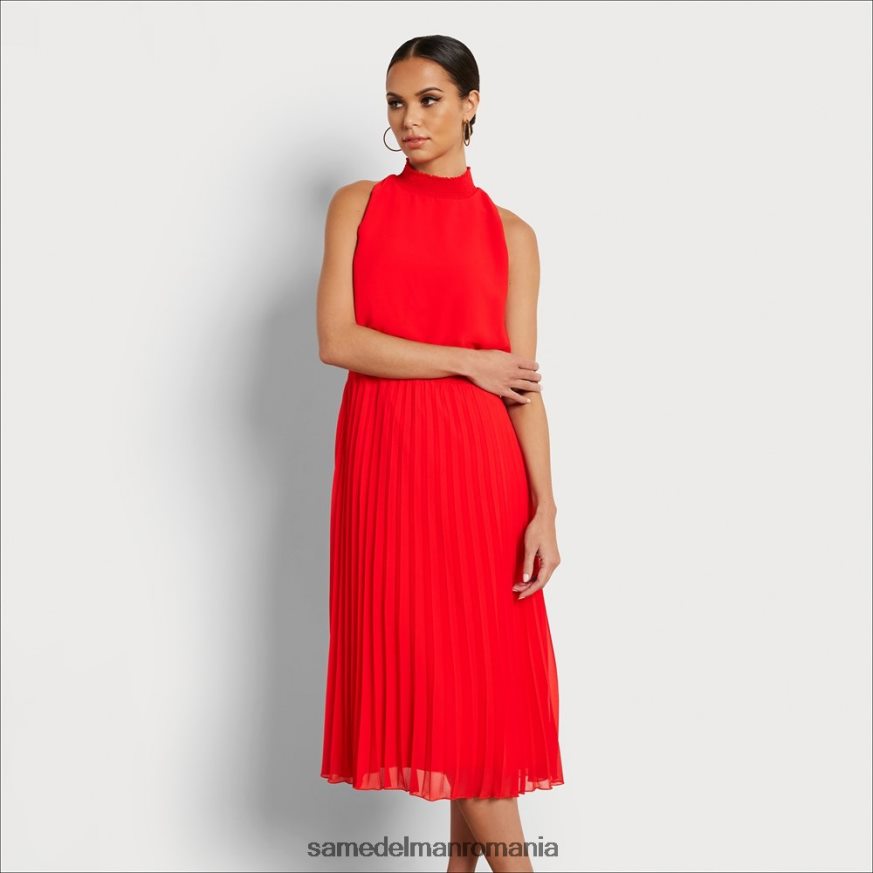 Sam Edelman îmbrăcăminte coral femei rochie midi cu gât înalt HN448Z1072
