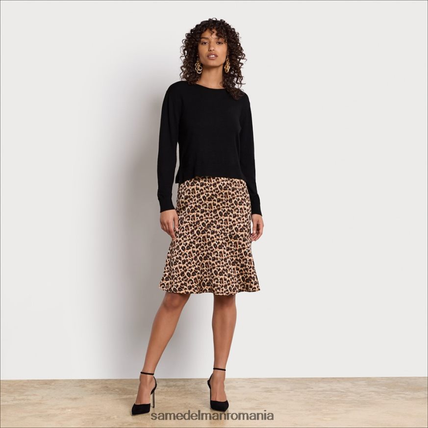Sam Edelman îmbrăcăminte leopard femei rochie midi cami cu maneci lungi HN448Z1138