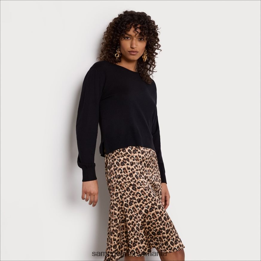 Sam Edelman îmbrăcăminte leopard femei rochie midi cami cu maneci lungi HN448Z1138