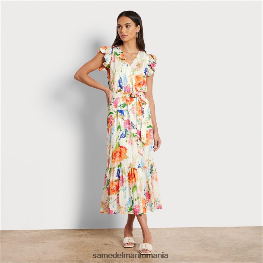 Sam Edelman îmbrăcăminte multi alb femei rochie midi florală cu decolteu în V HN448Z1085