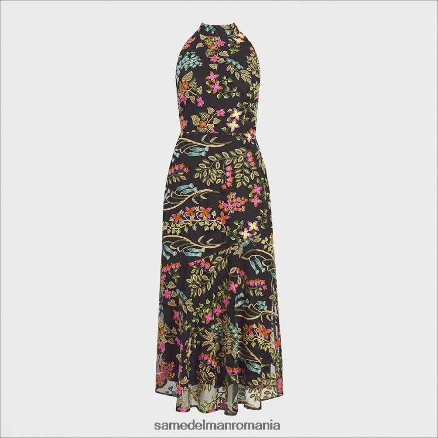 Sam Edelman îmbrăcăminte multi negru femei rochie maxi brodata cu gat inalt HN448Z1069