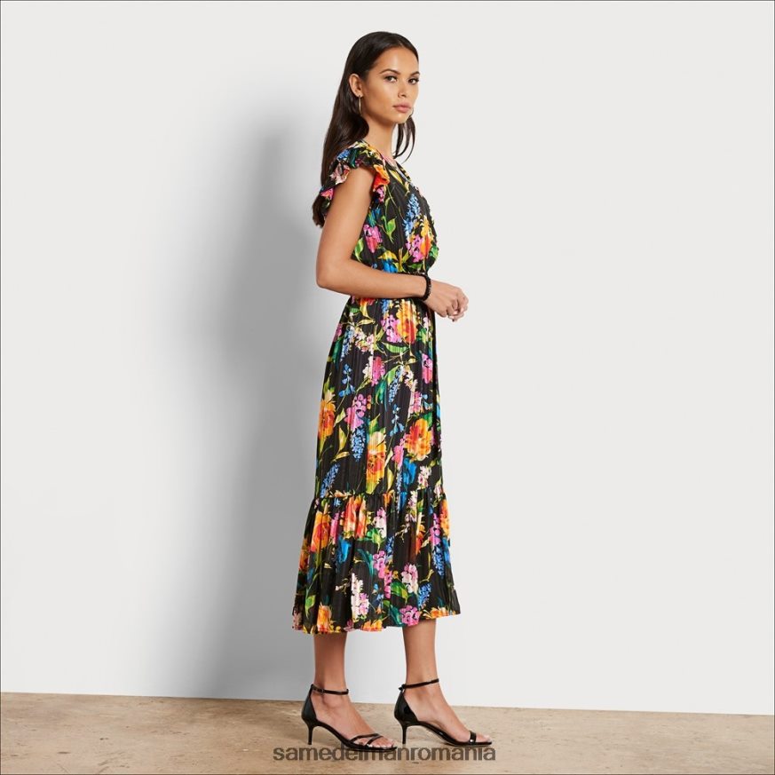 Sam Edelman îmbrăcăminte multi negru femei rochie midi cu flori înfășurate HN448Z1098