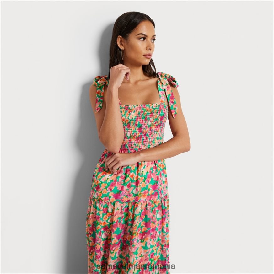 Sam Edelman îmbrăcăminte multi roz femei rochie midi cu smock floral HN448Z1078