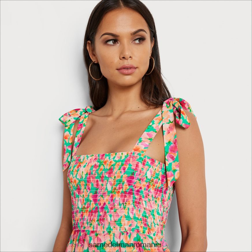 Sam Edelman îmbrăcăminte multi roz femei rochie midi cu smock floral HN448Z1078