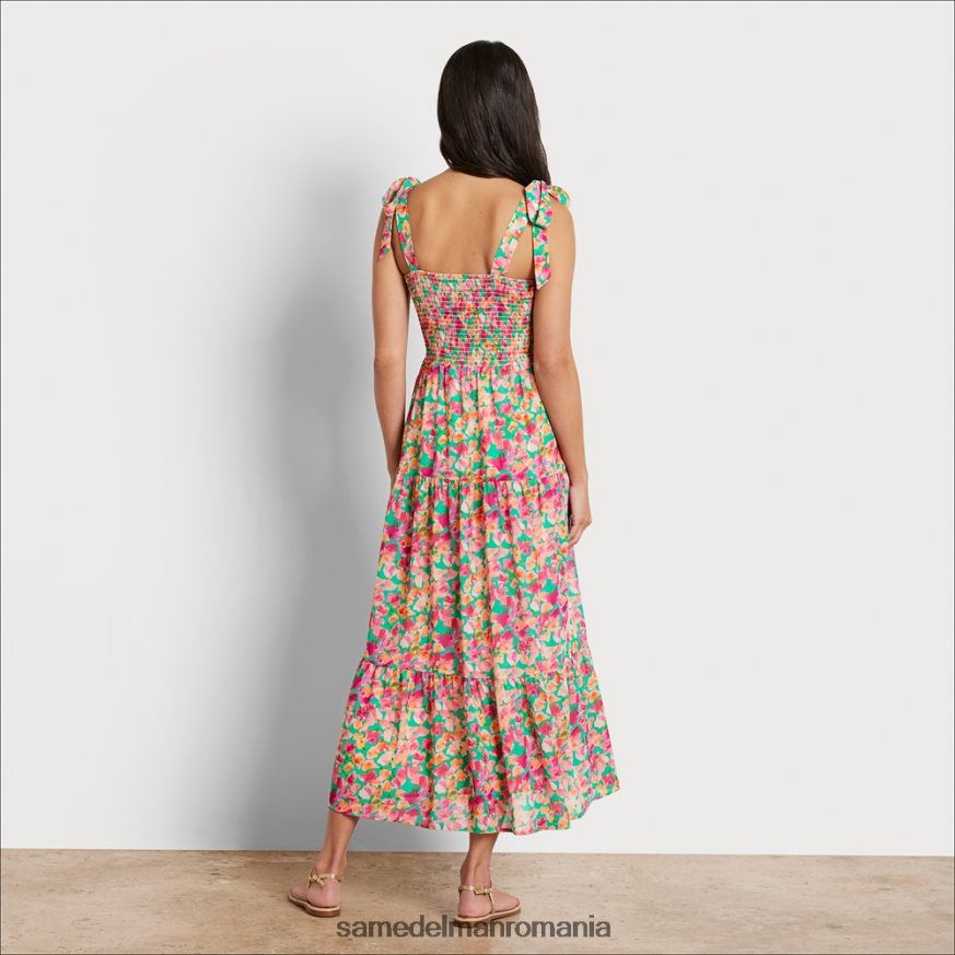 Sam Edelman îmbrăcăminte multi roz femei rochie midi cu smock floral HN448Z1078