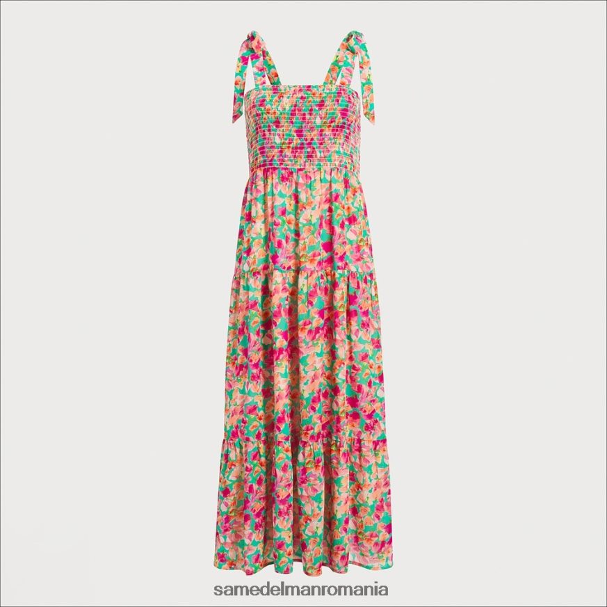 Sam Edelman îmbrăcăminte multi roz femei rochie midi cu smock floral HN448Z1078