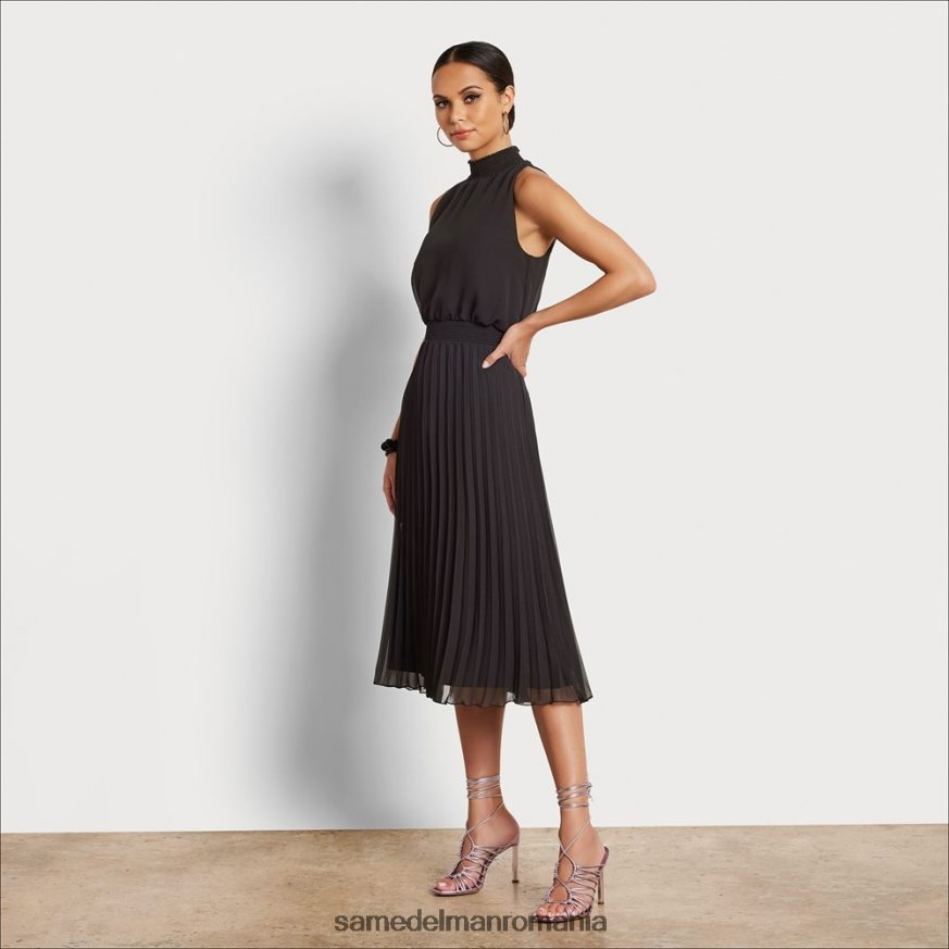Sam Edelman îmbrăcăminte negru femei rochie midi cu gât înalt HN448Z1082