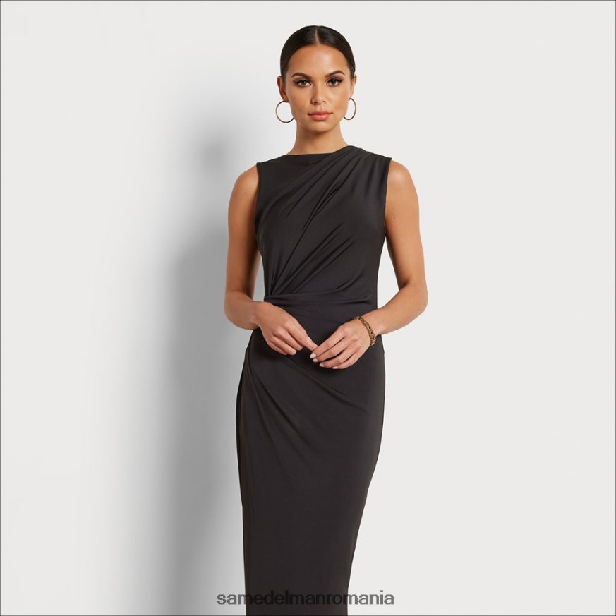 Sam Edelman îmbrăcăminte negru femei rochie midi cu volan HN448Z1080