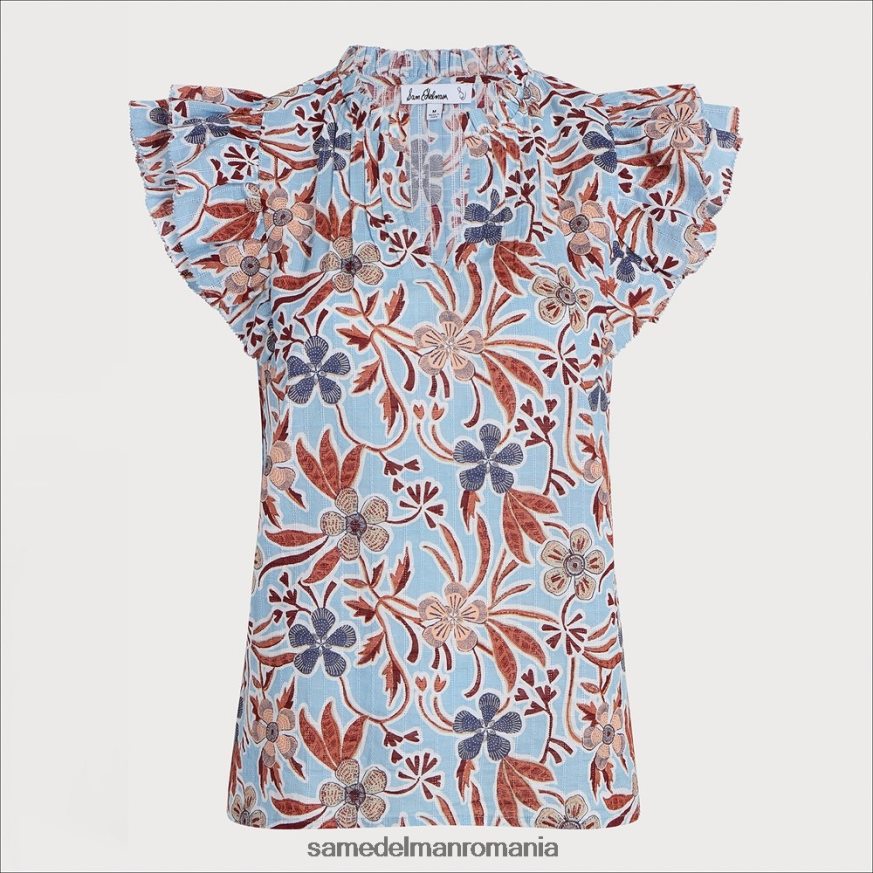 Sam Edelman îmbrăcăminte albastru floral femei top cu mânecă scurtă rey HN448Z1174