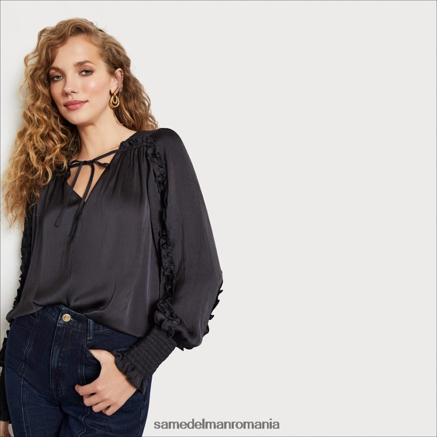 Sam Edelman îmbrăcăminte negru crepuscular femei top varick cu maneca lunga HN448Z1246