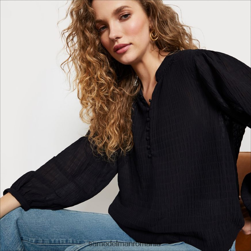 Sam Edelman îmbrăcăminte negru femei top Emmeline cu maneca lunga HN448Z1278