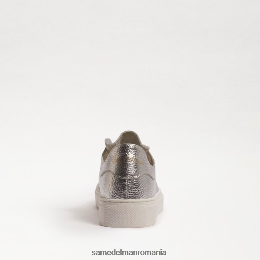 Sam Edelman încălţăminte piele argintie moale femei pantofi sport cu șireturi HN448Z308