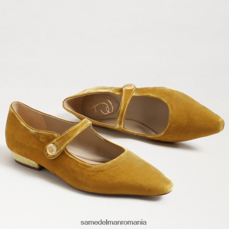Sam Edelman încălţăminte catifea șofran femei jene mary jane vârf ascuțit plat HN448Z540